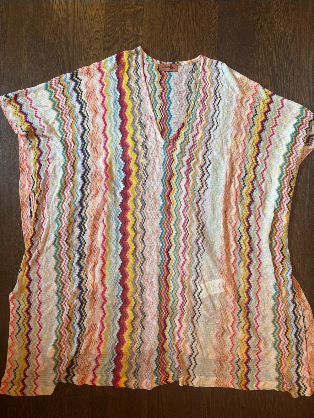 Missoni Swim Multicolor Knit V-Neck Tunic Beach Cover Up
